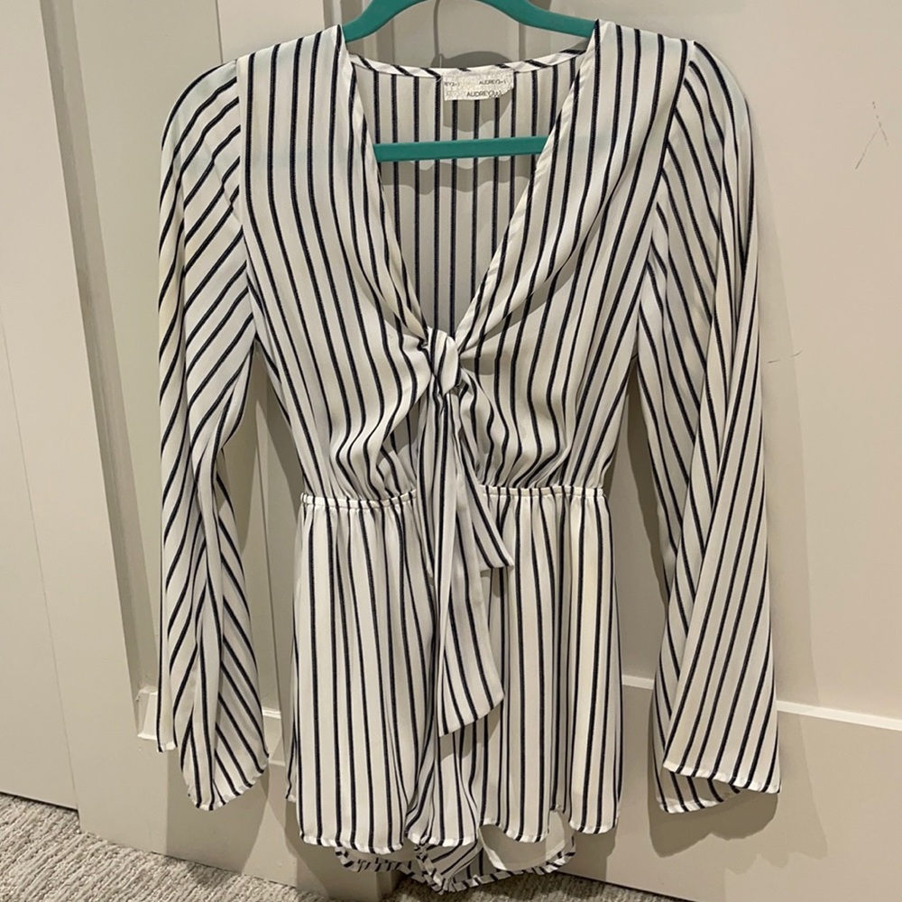White & Navy Romper